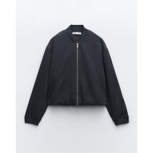 NWOT Zara Black Bomber Jacket